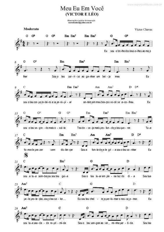 Partitura da música Meu Eu em Você