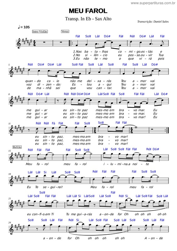 Partitura da música Meu Farol