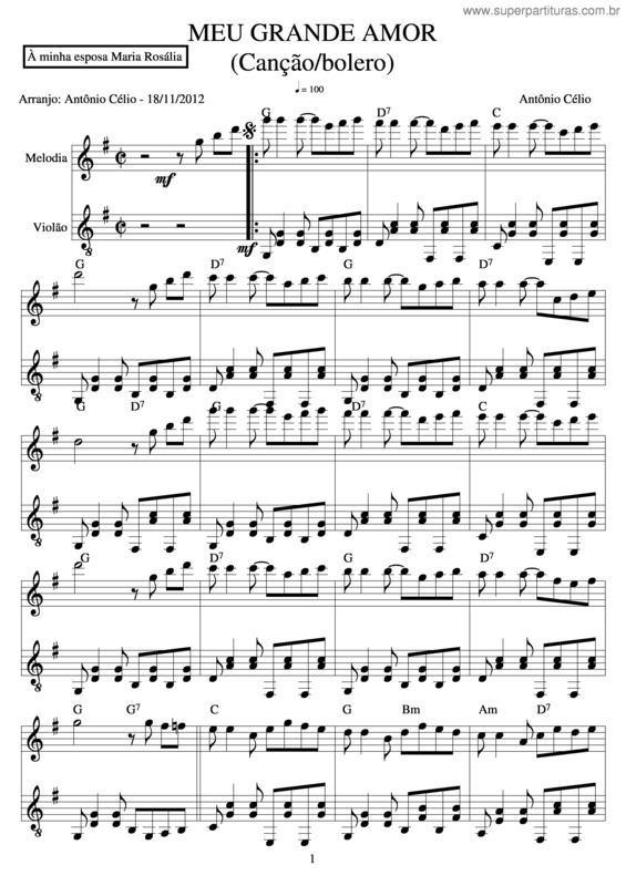 Partitura da música Meu Grande Amor