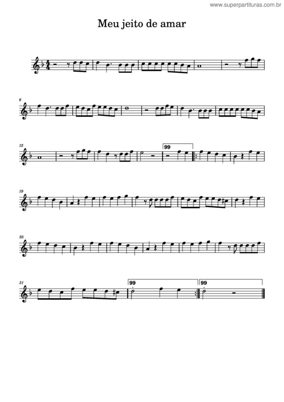 Partitura da música Meu Jeito De Amar – Duda Beat v.2