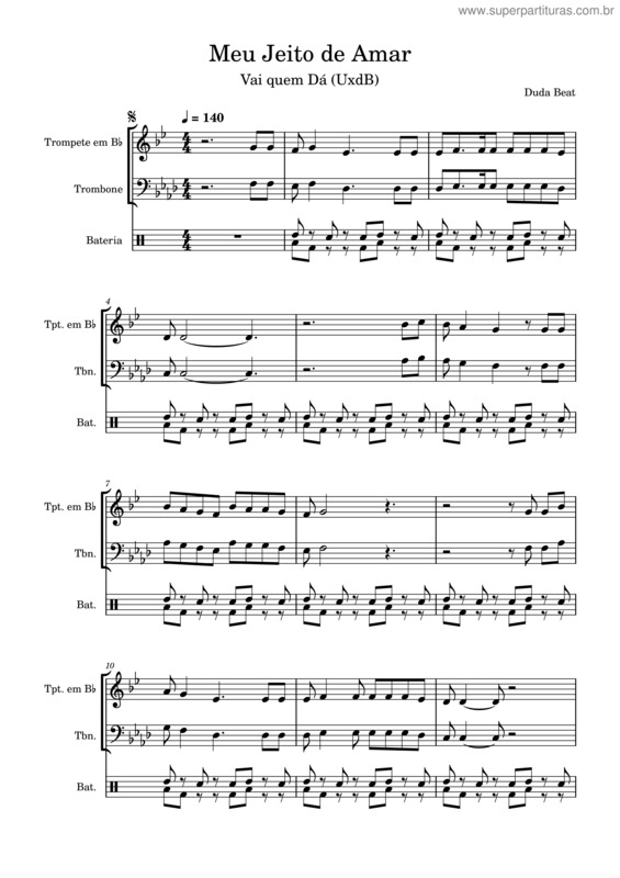 Partitura da música Meu Jeito De Amar – Duda Beat
