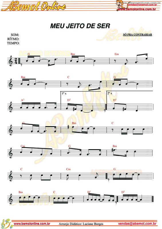 Partitura da música Meu Jeito De Ser