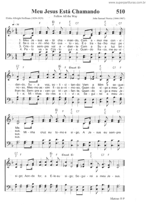 Partitura da música Meu Jesus Está Chamando