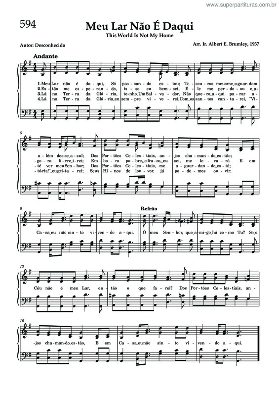 Partitura da música Meu Lar Não É Daqui