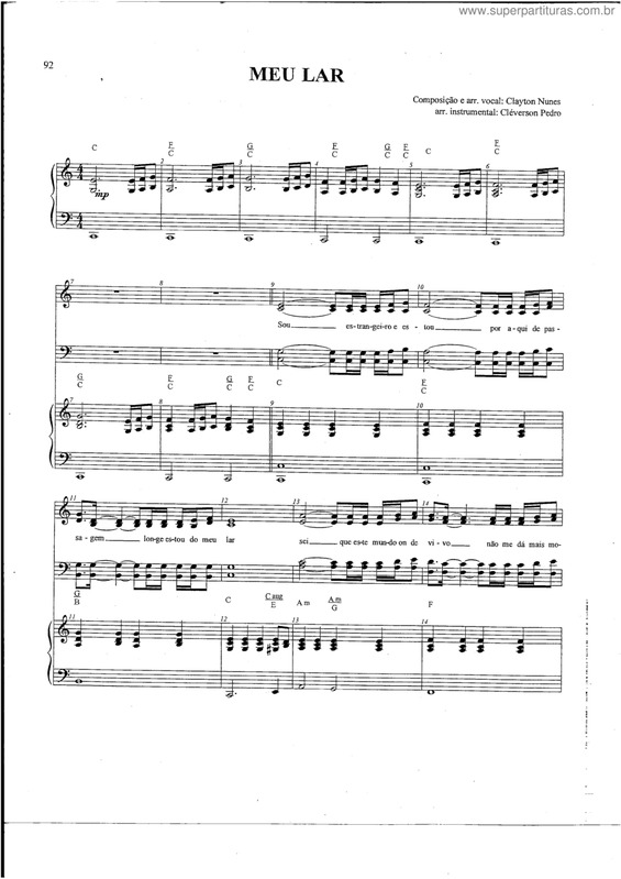 Partitura da música Meu Lar