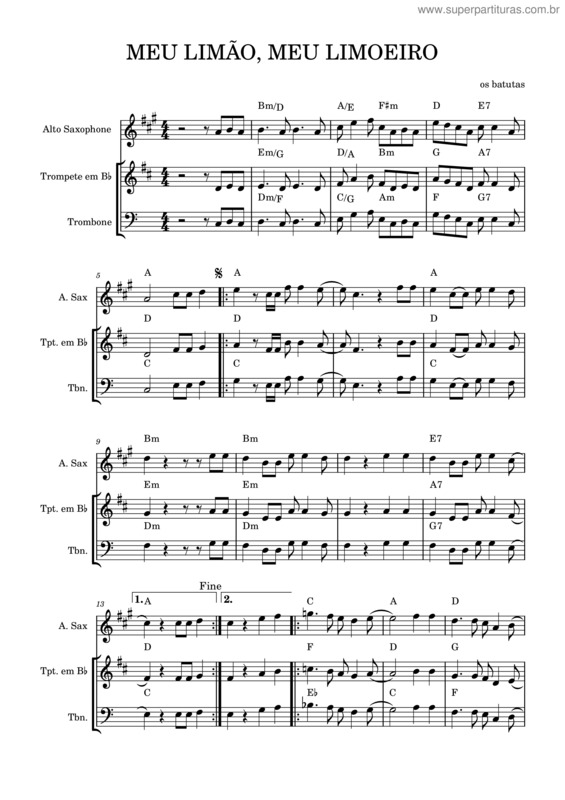 Partitura da música Meu Limão – Desconhecido