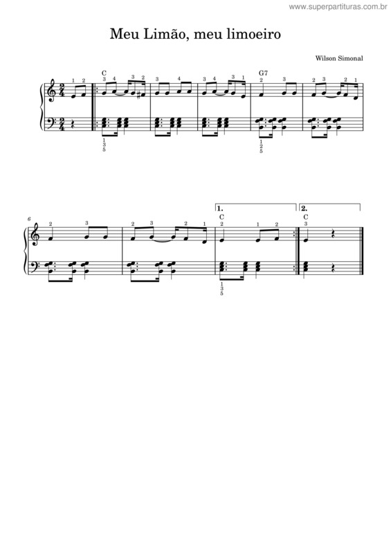 Partitura da música Meu Limão, Meu Limoeiro – Unknown Author Meu Limão, Meu Limoeiro