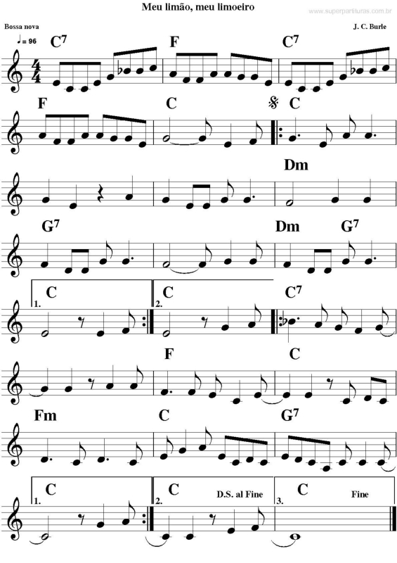 Partitura da música Meu Limão, Meu Limoeiro
