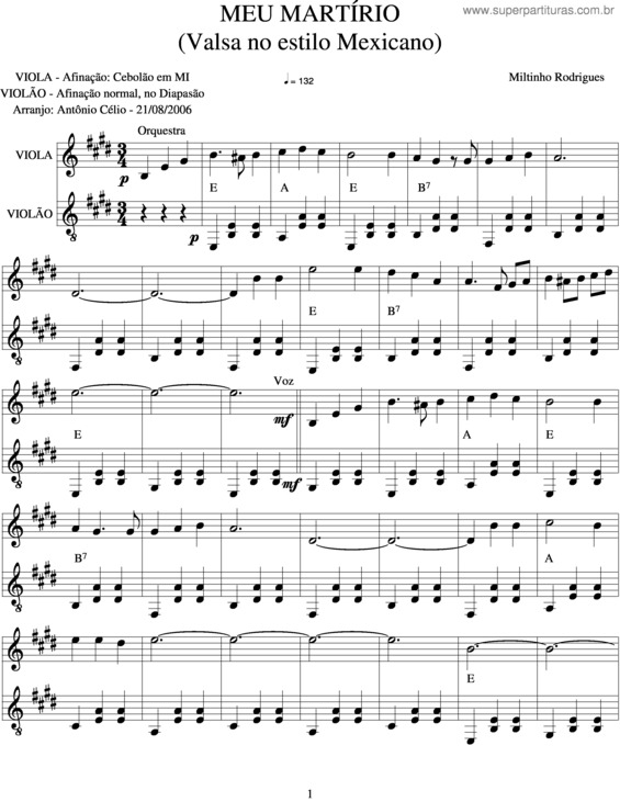 Partitura da música Meu Martírio