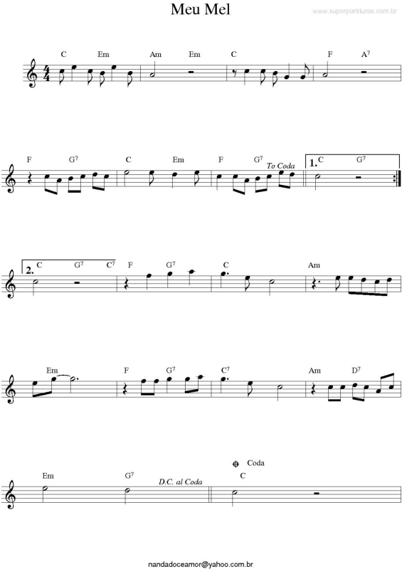 Partitura da música Meu Mel