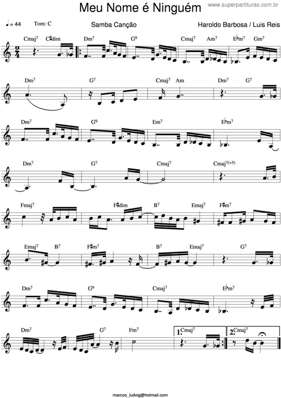 Partitura da música Meu Nome É Ninguém v.2