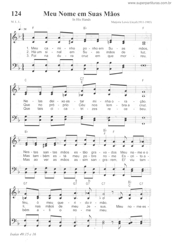 Partitura da música Meu Nome Em Suas Mãos