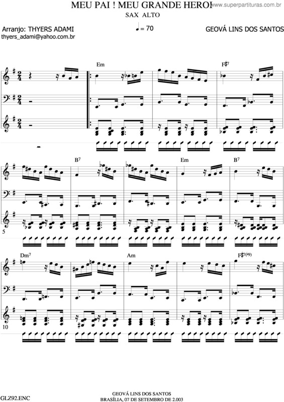 Partitura da música Meu Pai ! Meu Grande Heroi