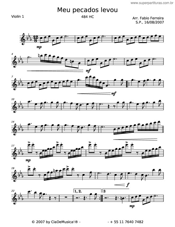 Partitura da música Meu Pecados Levou – Misc Praise Songs