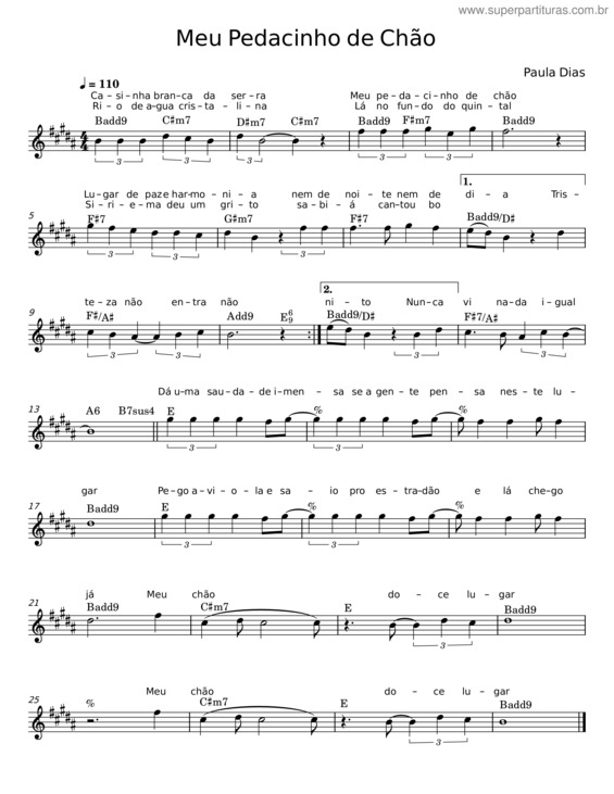 Partitura da música Meu Pedacinho De Chão
