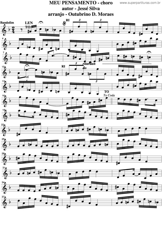 Partitura da música Meu Pensamento