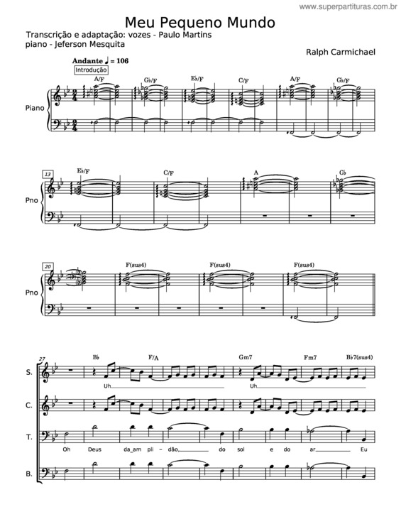 Partitura da música Meu Pequeno Mundo – Ralph Carmichael