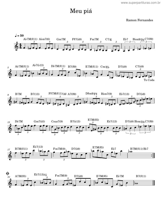 Partitura da música Meu Piá – Ramon Fernandes