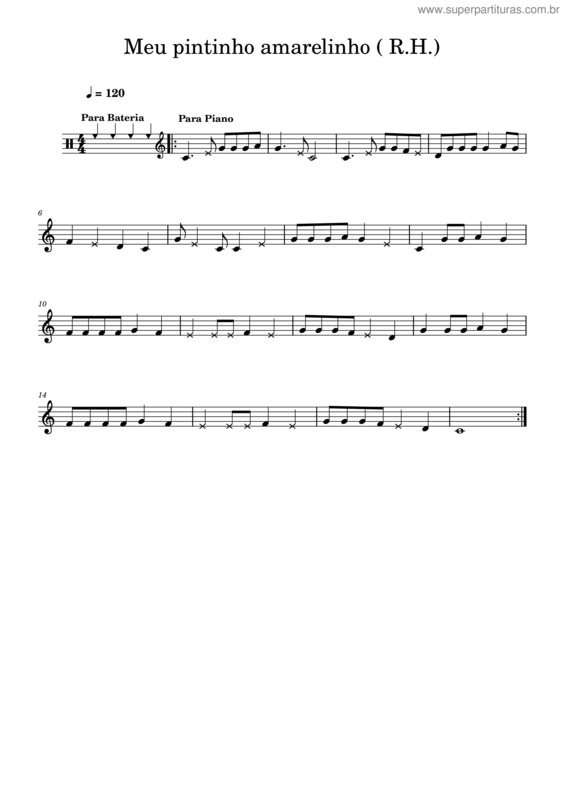 Partitura da música Meu Pintinho Amarelinho v.2