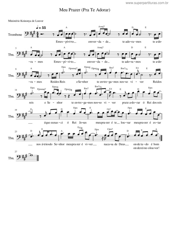 Partitura da música Meu Prazer – Pra Te Adorar v.2