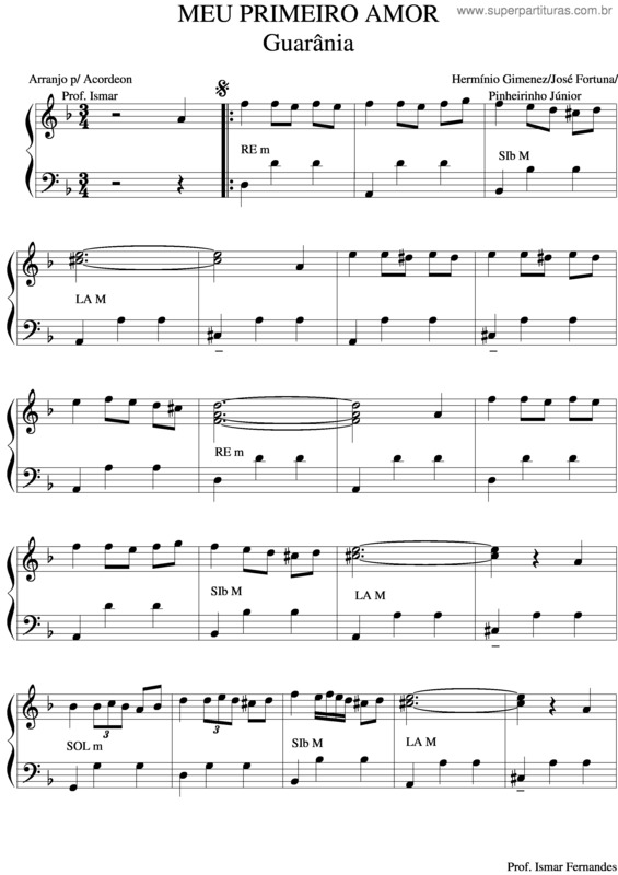 Partitura da música Meu Primeiro Amor v.2