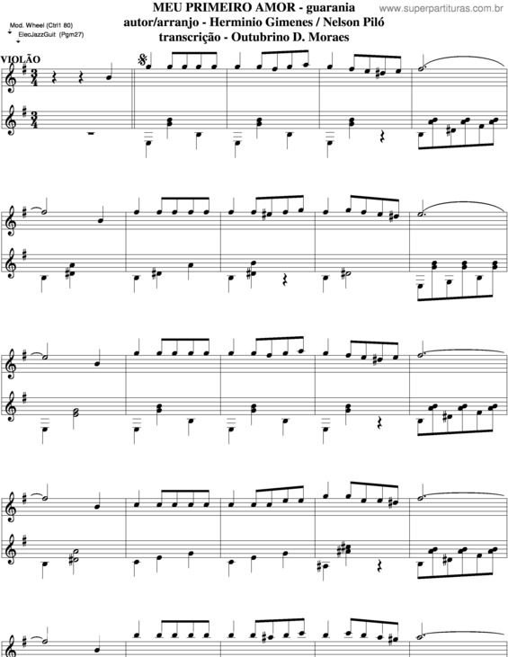 Partitura da música Meu Primeiro Amor v.5