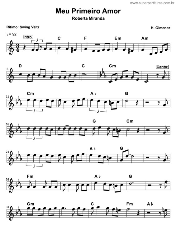 Partitura da música Meu Primeiro Amor v.8