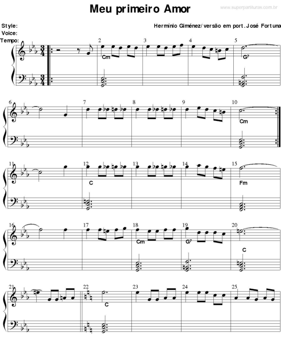 Partitura da música Meu Primeiro Amor