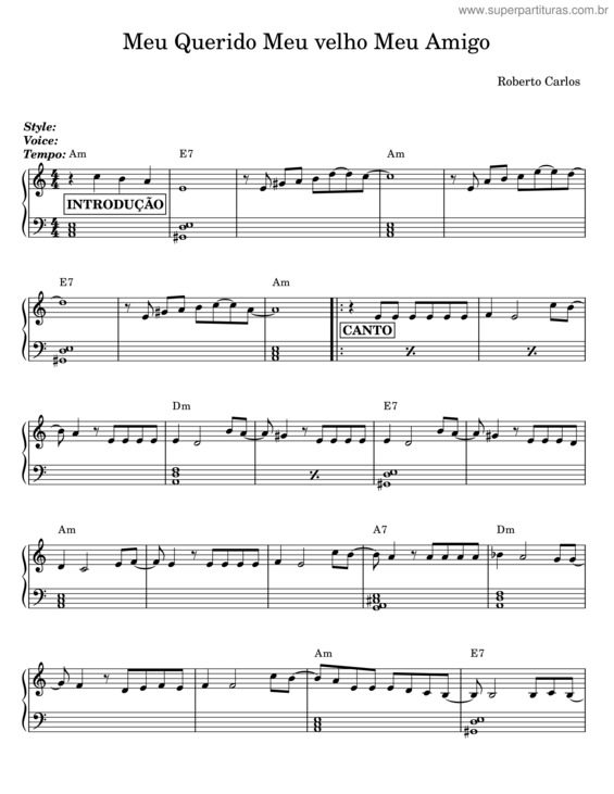 Partitura da música Meu Querido Meu Velho Meu Amigo – Roberto Carlos v.2