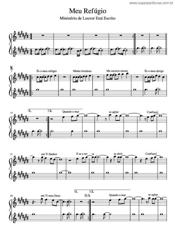 Partitura da música Meu Refúgio – Ministério De Louvor Está Escrito 7#