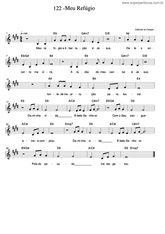 Partitura da música Meu Refúgio