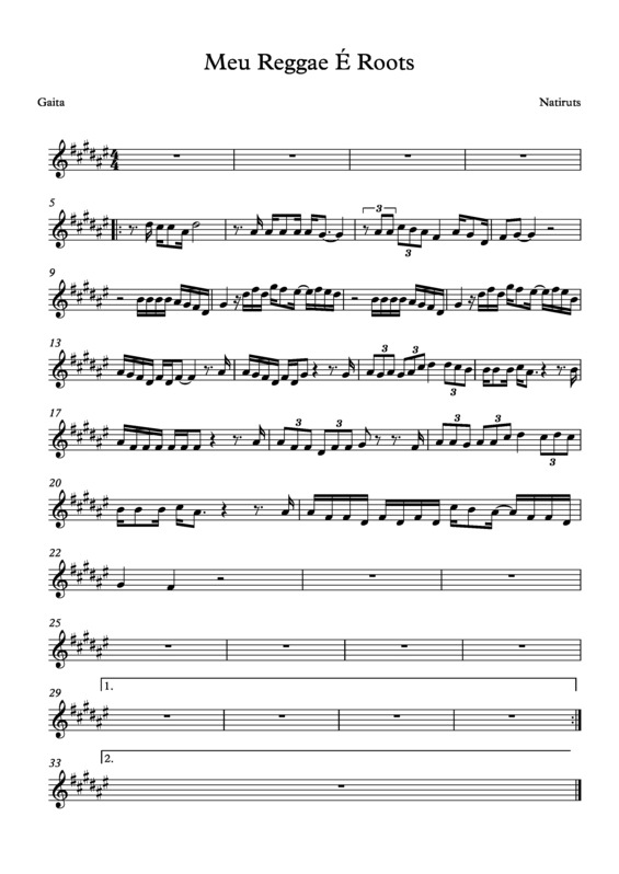 Partitura da música Meu Reggae é Roots v.3