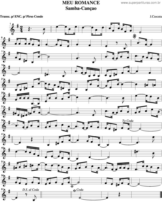 Partitura da música Meu Romance