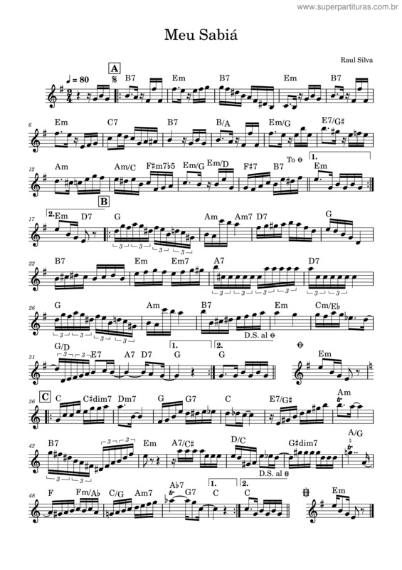 Partitura da música Meu Sabiá v.4