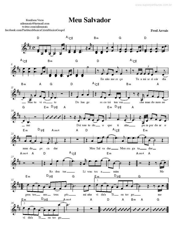 Partitura da música Meu Salvador