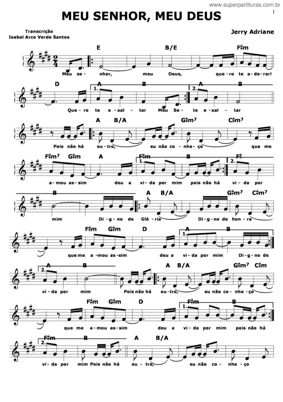 Partitura da música Meu Senhor Meu Deus