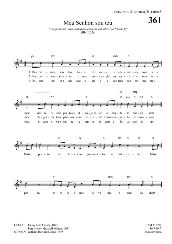 Partitura da música Meu Senhor Sou Teu