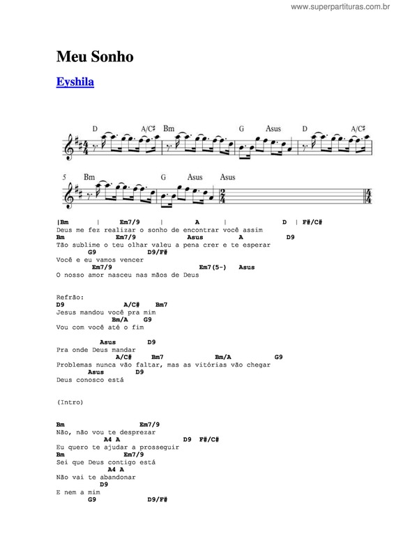 Partitura da música Meu Sonho v.2
