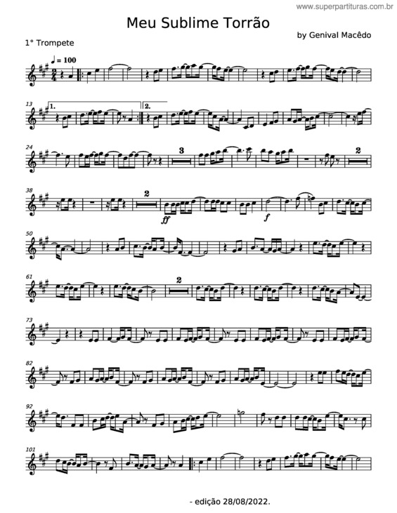 Partitura da música Meu Sublime Torrão  – Genival Macêdo