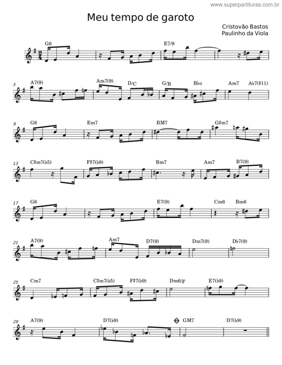 Partitura da música Meu Tempo De Garoto