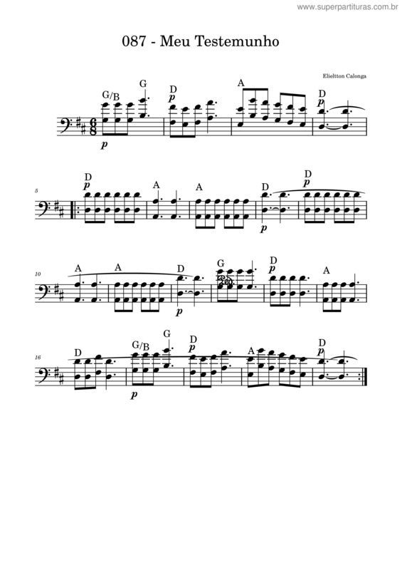 Partitura da música Meu Testemunho – Hino Da Harpa Cristã 087