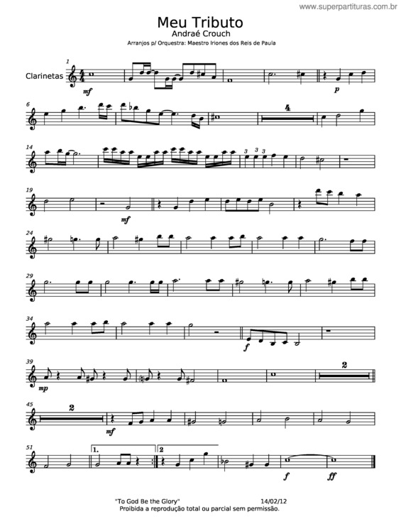 Partitura da música Meu Tributo – Andraé Crouch v.13