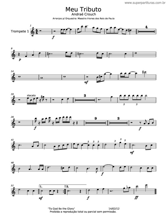 Partitura da música Meu Tributo – Andraé Crouch v.3