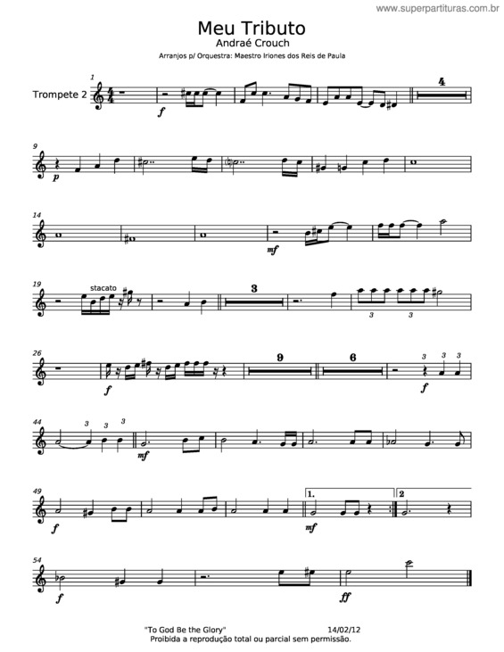 Partitura da música Meu Tributo – Andraé Crouch v.5