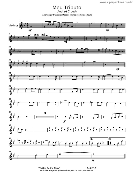 Partitura da música Meu Tributo – Andraé Crouch v.6