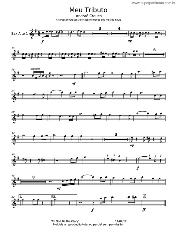 Partitura da música Meu Tributo – Andraé Crouch v.8