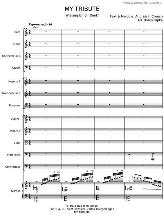 Partitura da música Meu Tributo – Andraé Crouch