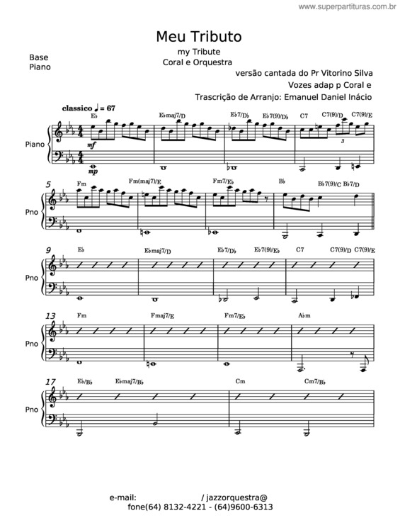 Partitura da música Meu Tributo – Pr Victorino Silva