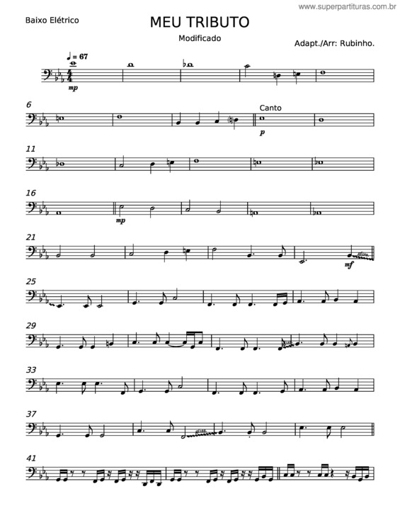 Partitura da música Meu Tributo – Rubinho