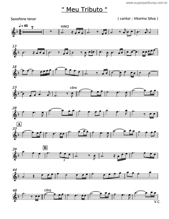 Partitura da música Meu Tributo – Victorino Silva